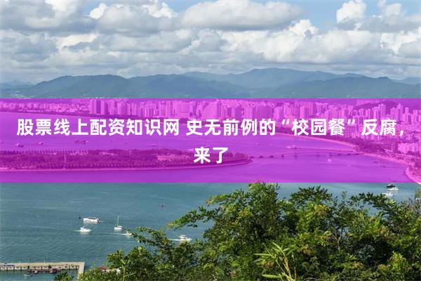 股票线上配资知识网 史无前例的“校园餐”反腐，来了