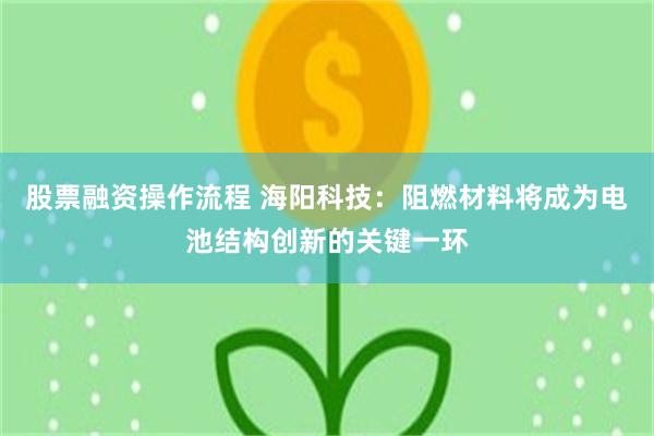 股票融资操作流程 海阳科技：阻燃材料将成为电池结构创新的关键一环