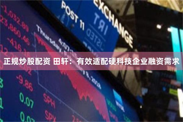 正规炒股配资 田轩：有效适配硬科技企业融资需求